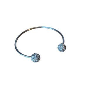 Silver Twist & rhinestone jewel Ball Bracelet Set costume unbranded regency glam